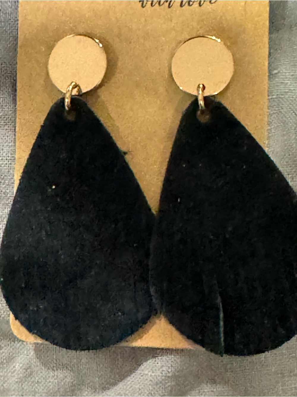 Gold & Black Teardrop Fringe Earrings